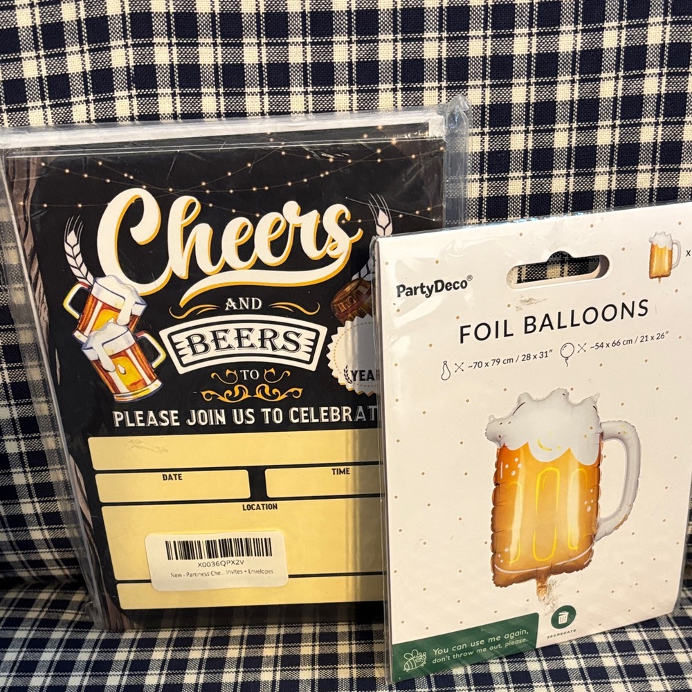 Cheers and Beers Invitation Set with Foil Balloons